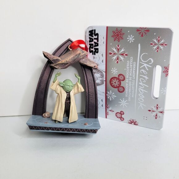 Disney Other - Yoda Attack Of The Clones Force Jedi Disney Sketchbook Christmas Tree Ornament